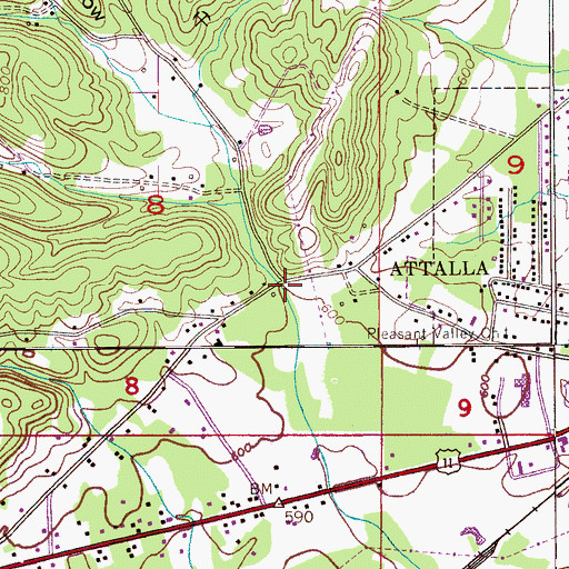 Topographic Map of Walker Hollow, AL