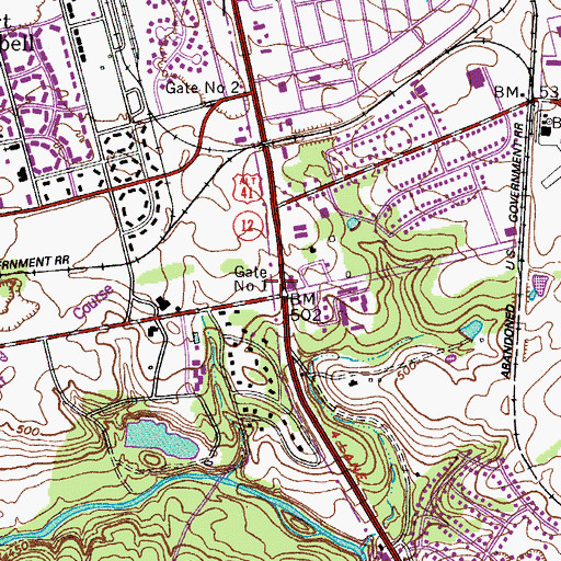 Topographic Map of Gate Number One, TN