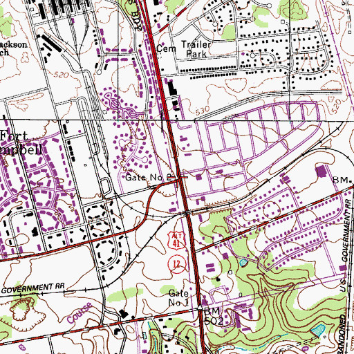 Topographic Map of Gate Number Two, TN
