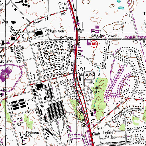 Topographic Map of Gate Number Three, TN