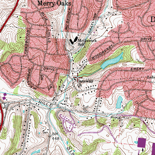 Topographic Map of Gateway Church, TN