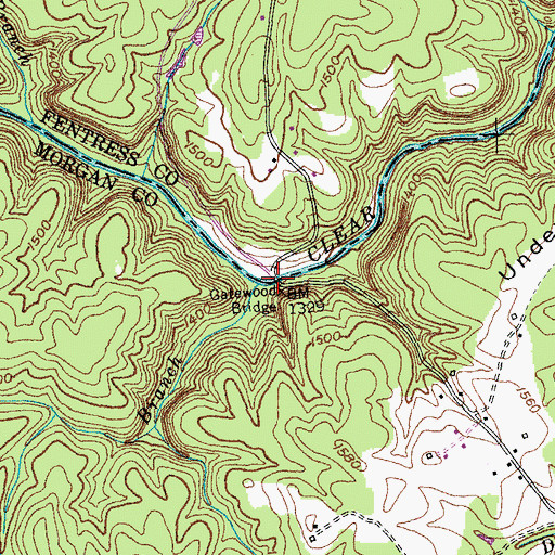Topographic Map of Gatewood Bridge, TN