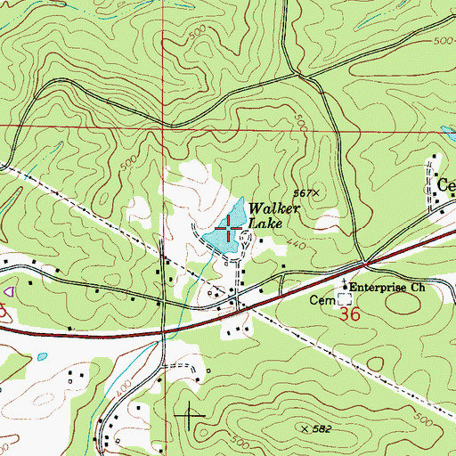 Topographic Map of Walker Lake, AL