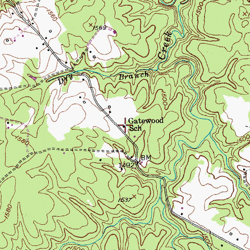Topographic Map of Gatewood School, TN