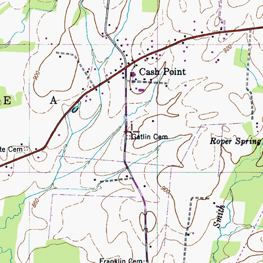 Topographic Map of Gatlin Cemetery, TN