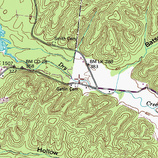 Topographic Map of Gatlin Cemetery, TN