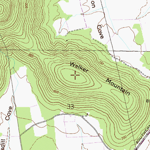 Topographic Map of Walker Mountain, AL