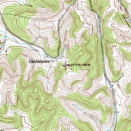 Topographic Map of Gattis Cemetery, TN