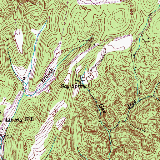 Topographic Map of Gay Spring, TN