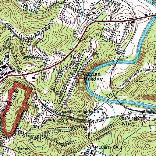Topographic Map of Gaylan Heights, TN