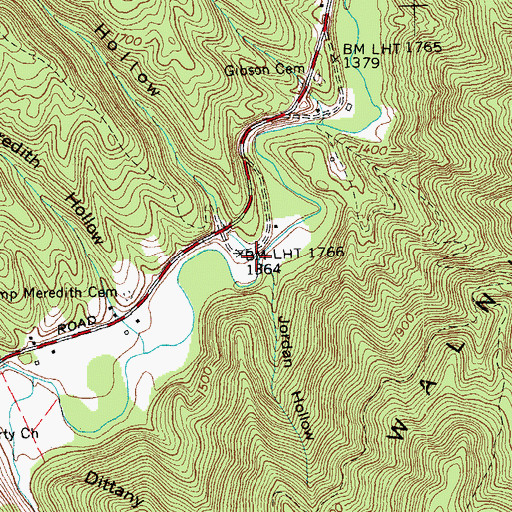 Topographic Map of Gaylor Hollow, TN
