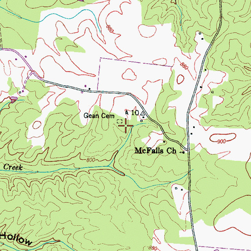 Topographic Map of Gean Cemetery, TN