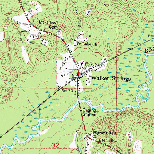 Topographic Map of Walker Springs, AL