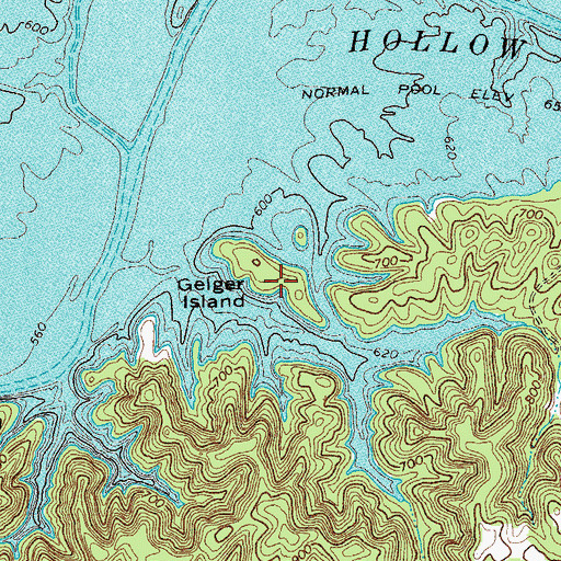 Topographic Map of Geiger Island, TN