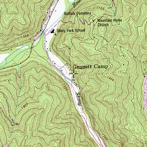 Topographic Map of Gennett Camp, TN
