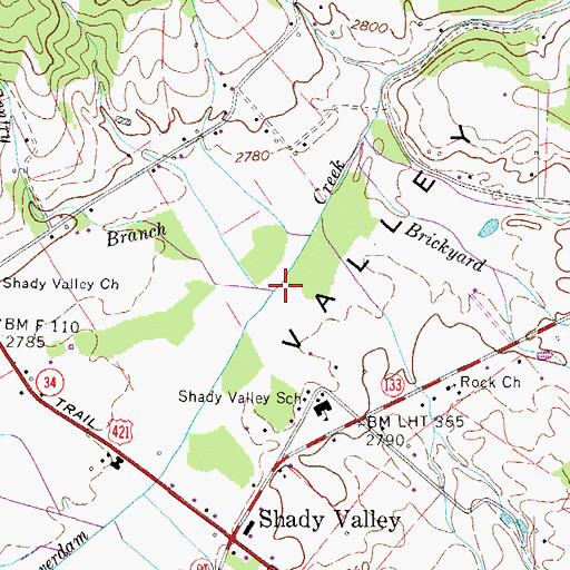 Topographic Map of Gentry Branch, TN