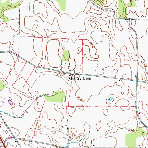 Topographic Map of Gentry Cemetery, TN