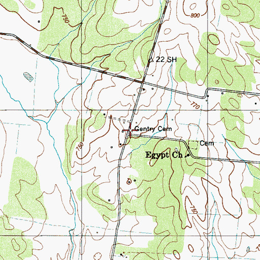 Topographic Map of Gentry Cemetery, TN
