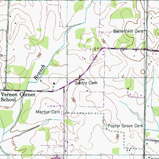Topographic Map of Gentry Cemetery, TN
