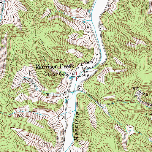 Topographic Map of Gentry Cemetery, TN