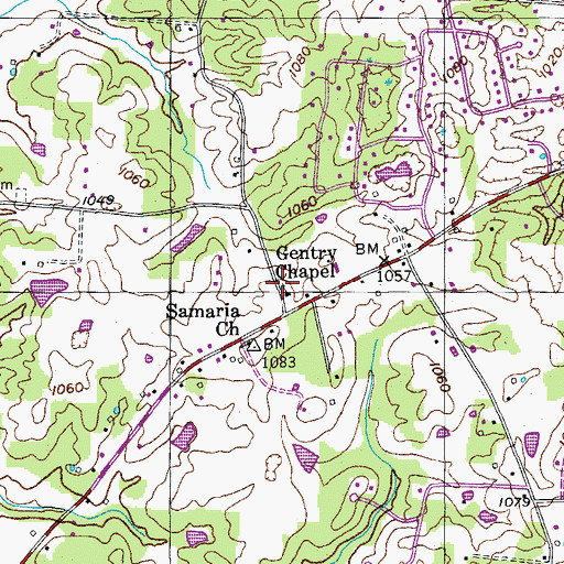 Topographic Map of Gentry Chapel, TN