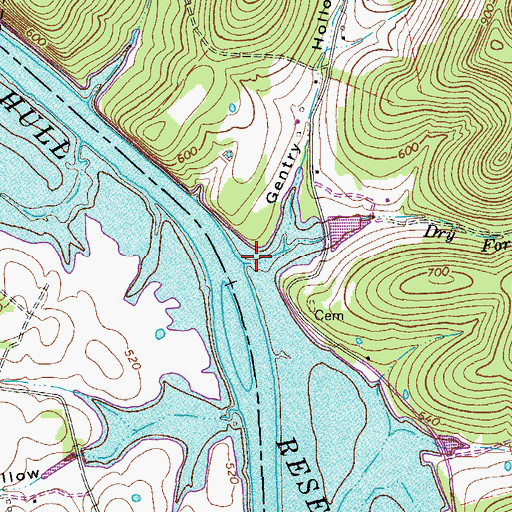 Topographic Map of Gentry Hollow, TN