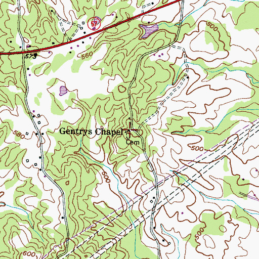 Topographic Map of Gentrys Chapel, TN