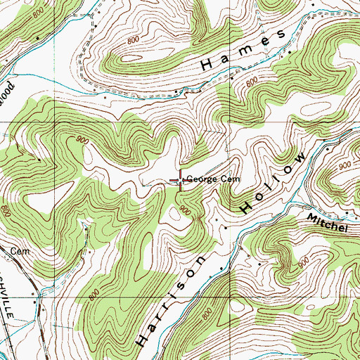 Topographic Map of George Cemetery, TN