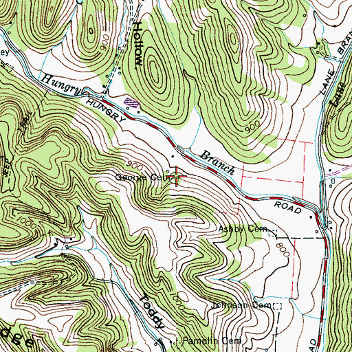 Topographic Map of George Cemetery, TN