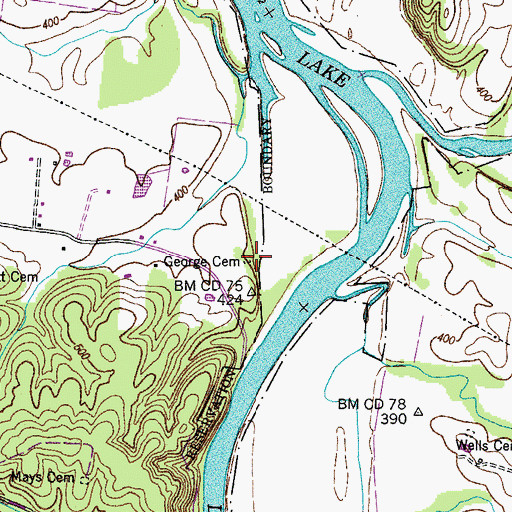 Topographic Map of George Cemetery, TN