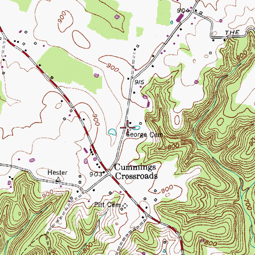 Topographic Map of George Cemetery, TN
