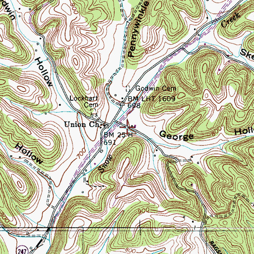 Topographic Map of George Hollow, TN