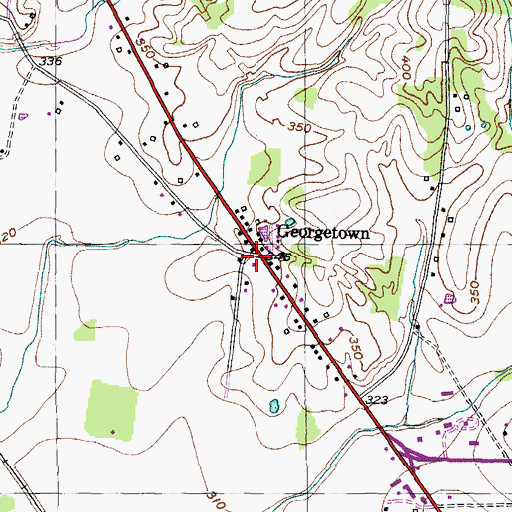 Topographic Map of Georgetown, TN