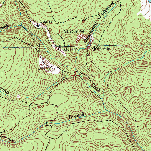 Topographic Map of Georgia Branch, TN