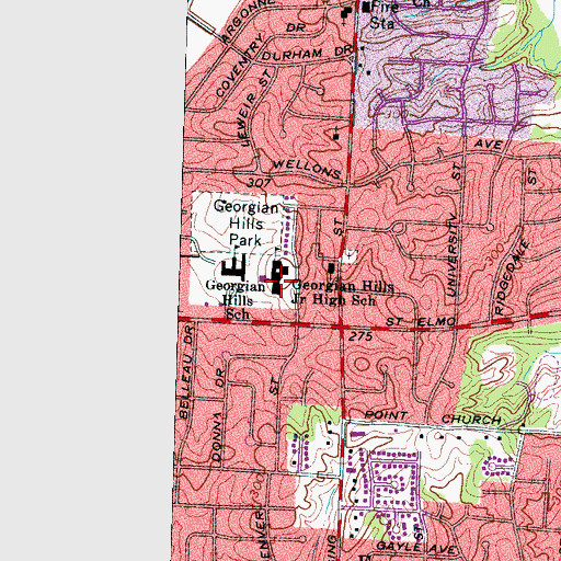 Topographic Map of Georgian Hills Junior High School, TN