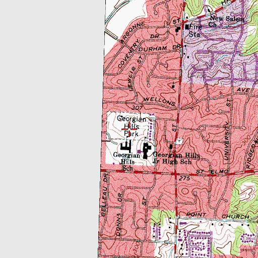 Topographic Map of Georgian Hills Park, TN