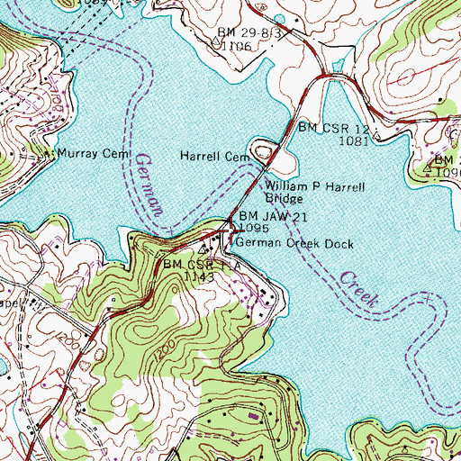 Topographic Map of German Creek Dock, TN