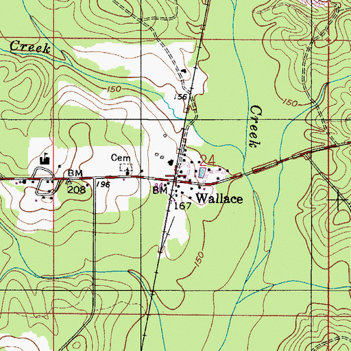 Topographic Map of Wallace, AL