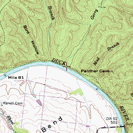 Topographic Map of Gerry Branch, TN