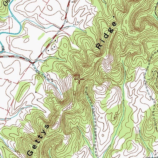 Topographic Map of Gettys Ridge, TN