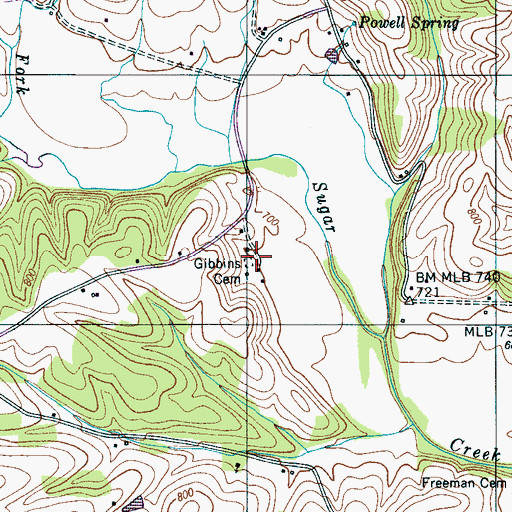 Topographic Map of Gibbins Cemetery, TN