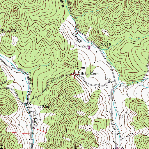Topographic Map of Gibbs Cemetery, TN