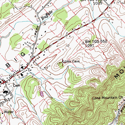 Topographic Map of Gibbs Cemetery, TN