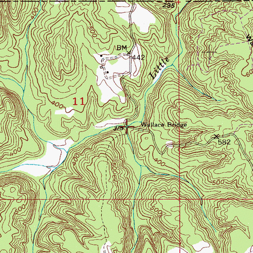 Topographic Map of Wallace Bridge, AL