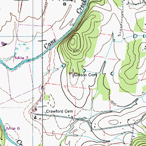 Topographic Map of Gibson Cemetery, TN