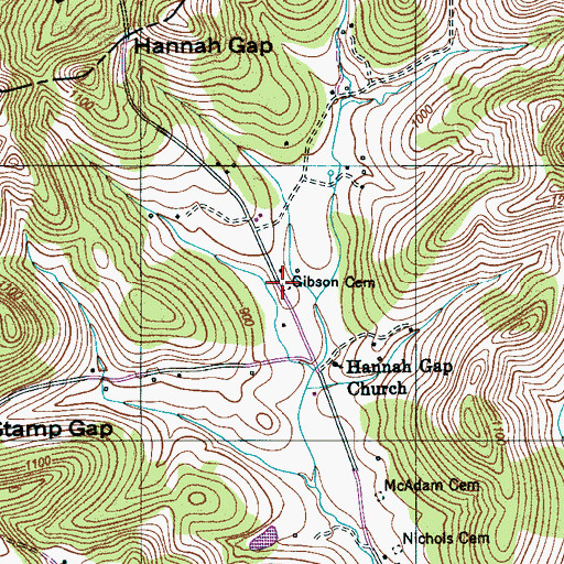 Topographic Map of Gibson Cemetery, TN