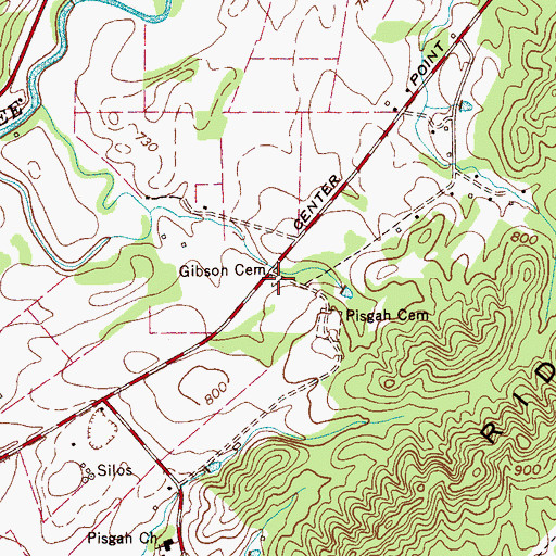 Topographic Map of Gibson Cemetery, TN