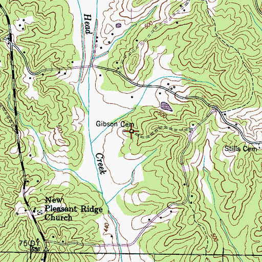 Topographic Map of Gibson Cemetery, TN