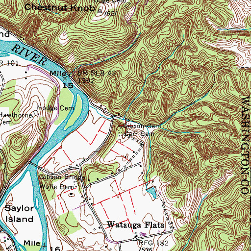 Topographic Map of Gibson Cemetery, TN