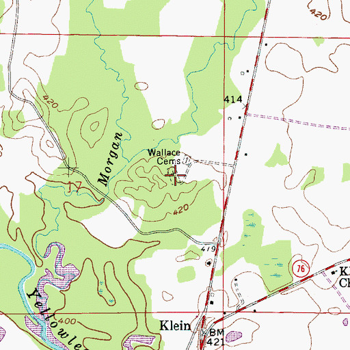 Topographic Map of Wallace Cemeteries, AL